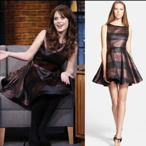 Alice + Olivia Metallic Foss Black Pink Striped Dress $450